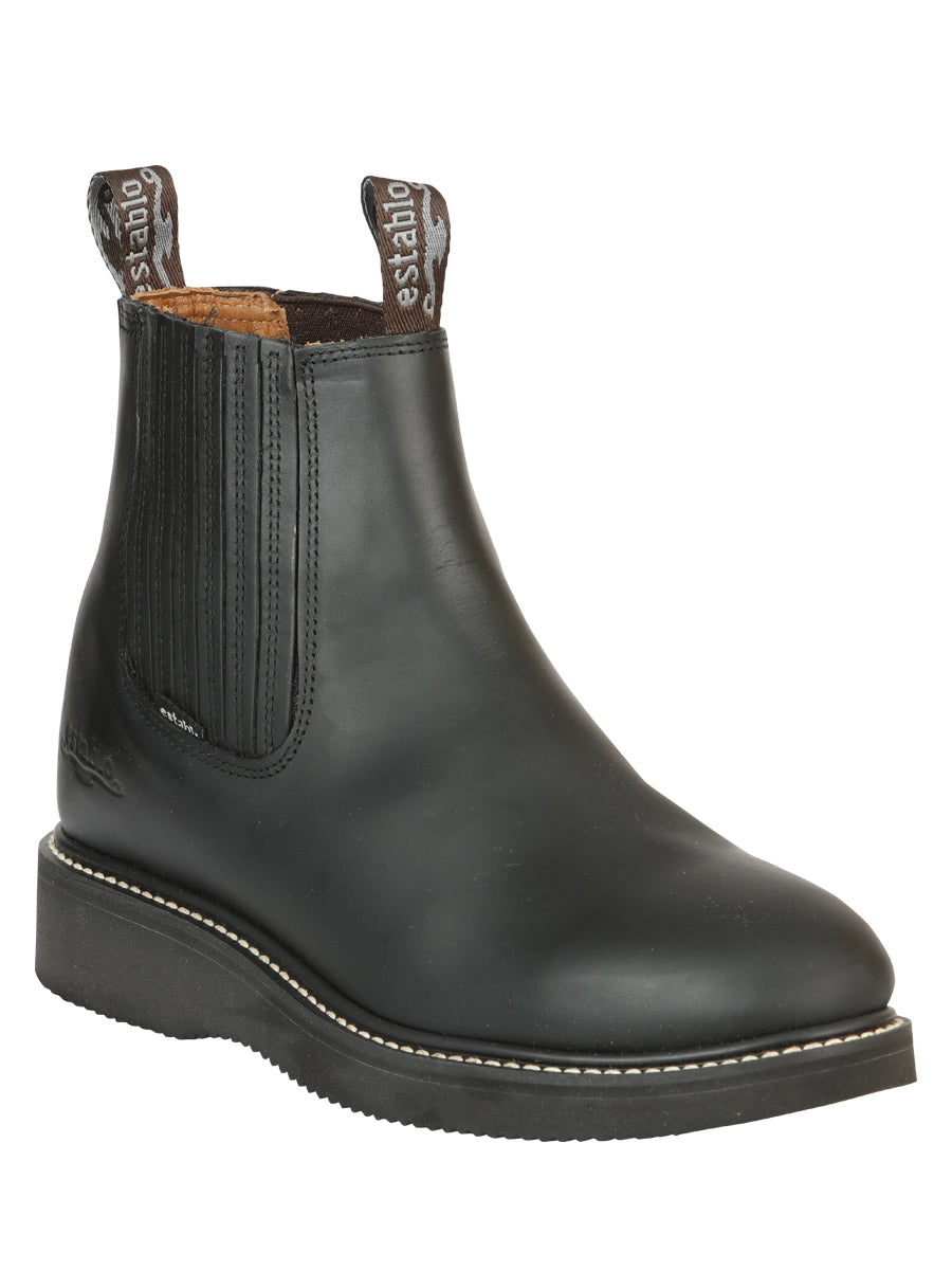 Establo Men’s Work Ankle Boot - Grasso Leather
 - Black 320