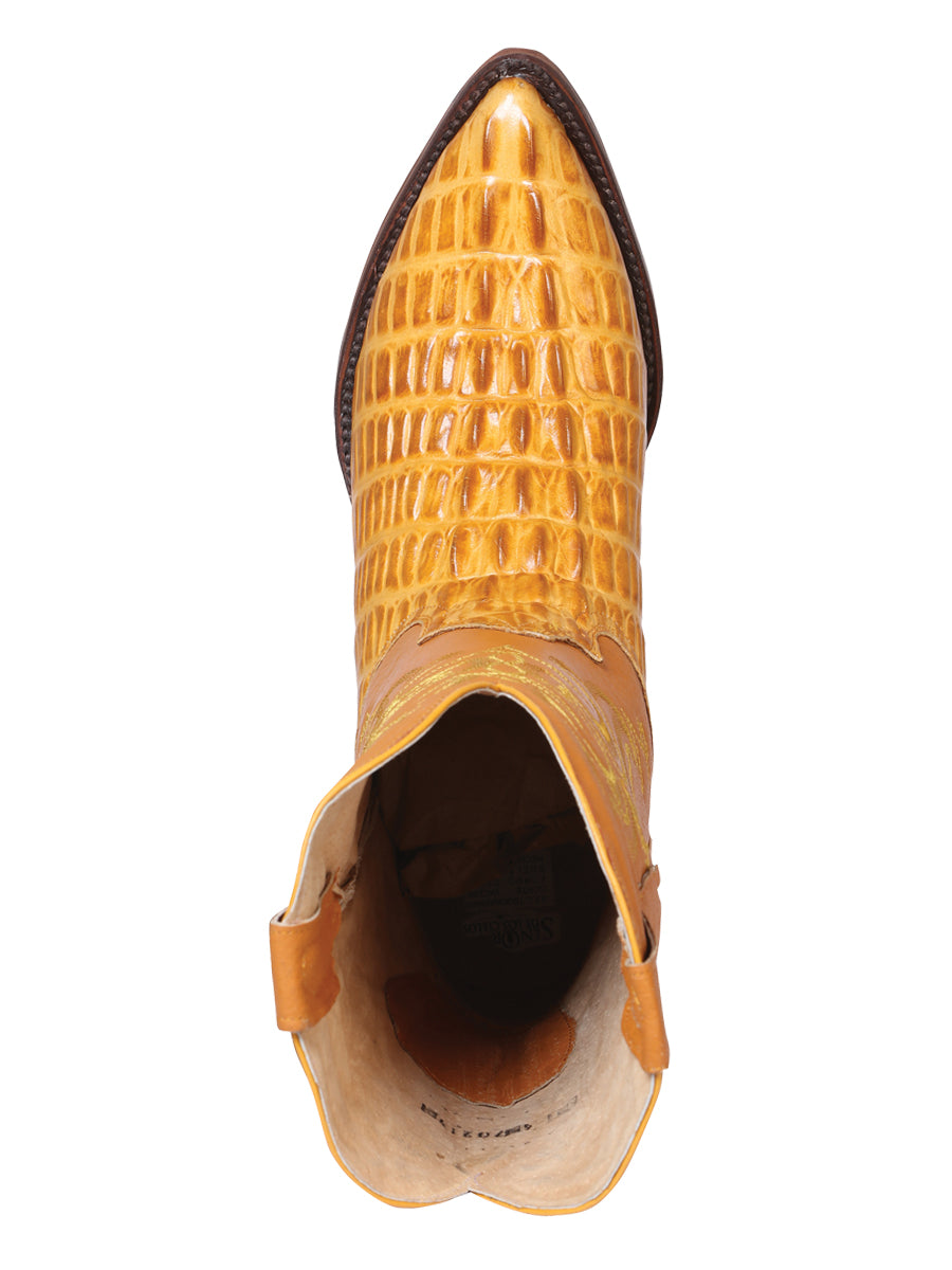 El Señor de los Cielos Men’s Western Boot - Caiman Tail Print Leather - Butter 40843