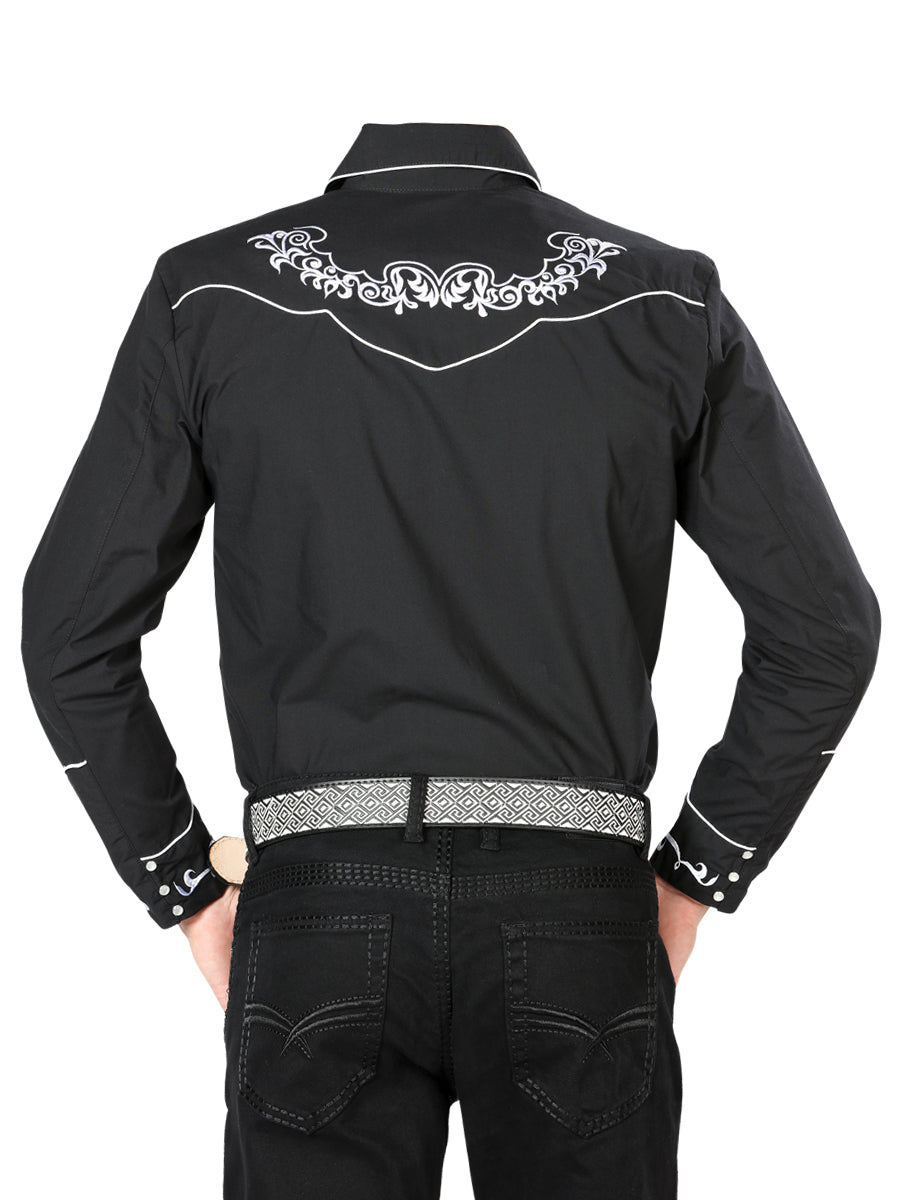 El General Embroidery Western Shirt Black/White 40987