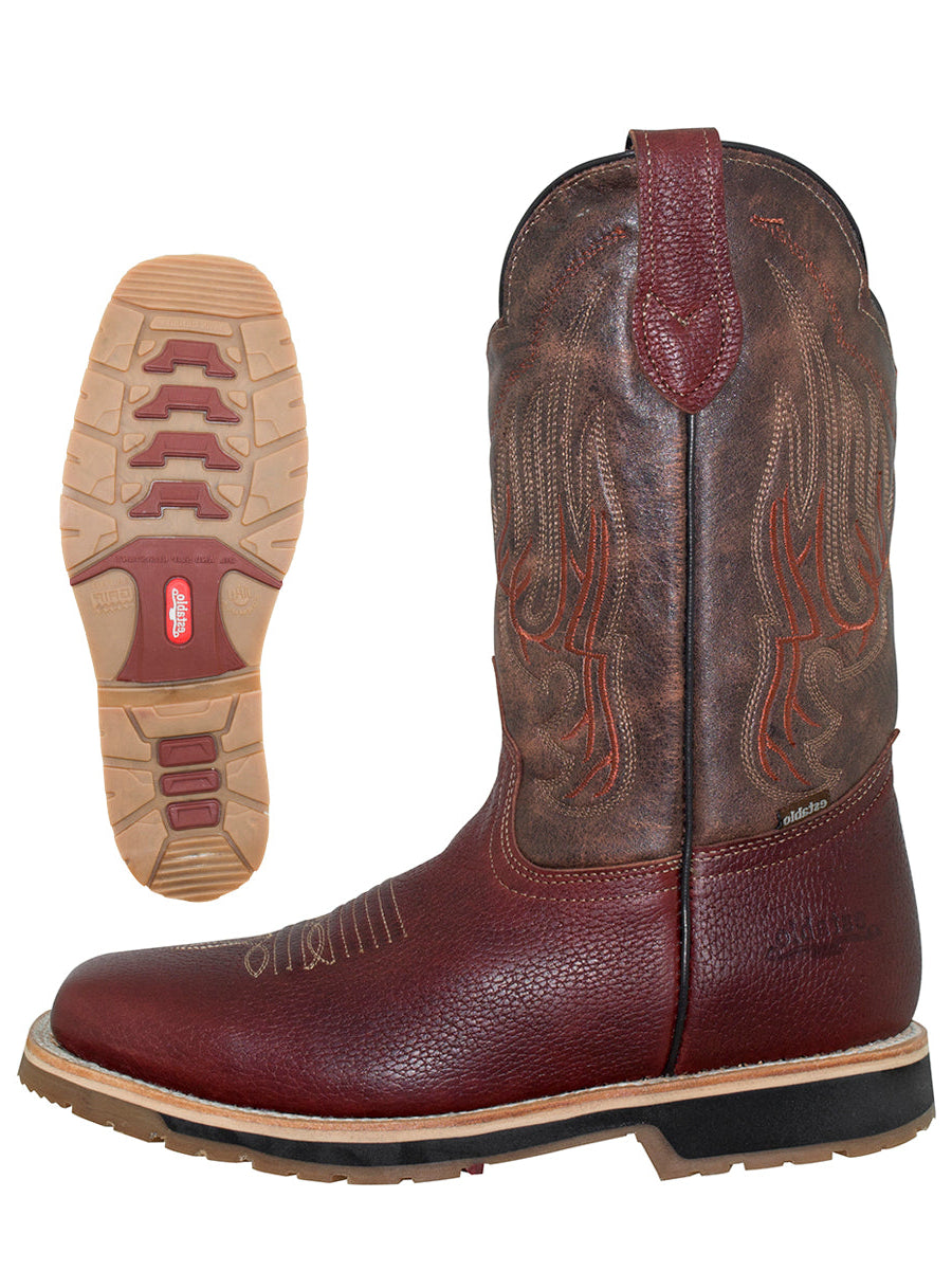 Establo Men’s Rodeo Boot - Bovine Grizzly Leather in Shedron 41541
