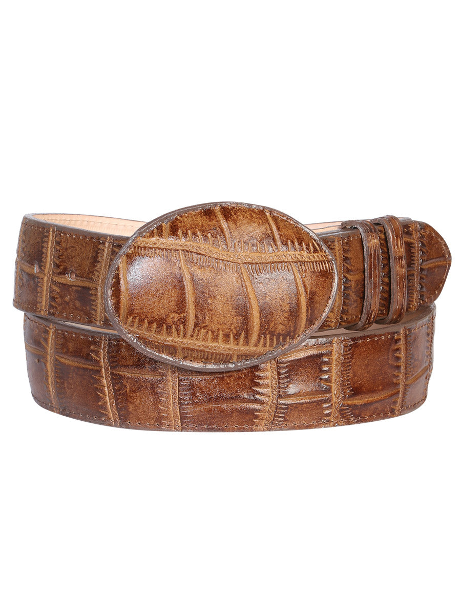 El General Aligator Belt embossed leather belt Ivory  Size 34 FGBELTS_005_AL_EM_White.jpg?v=  main image 4
