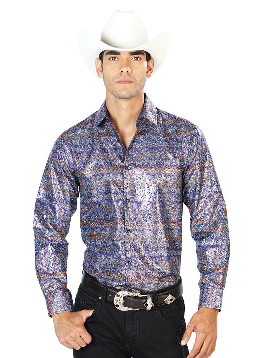 Navy Blue Casual Long Sleeve  Shirt 43567