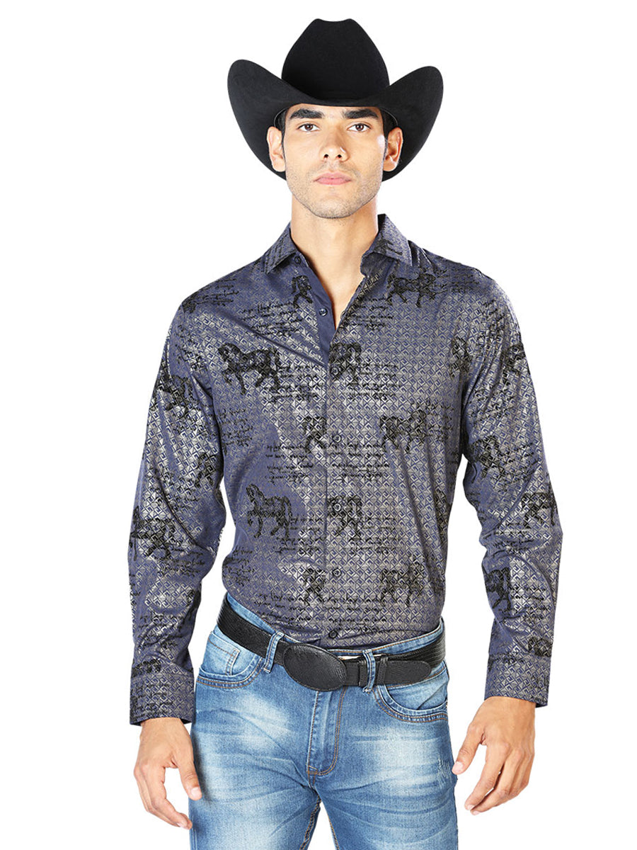 Navy Casual Long Sleeve Shirt 43598