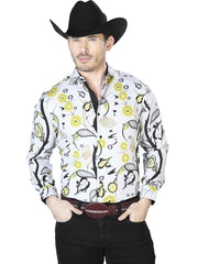 Gray And Yellow Casual Long Sleeve Shirt 43697