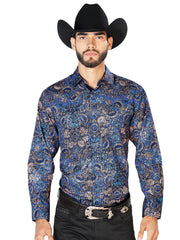 Navy Blue Casual Long Sleeve Shirt 43860