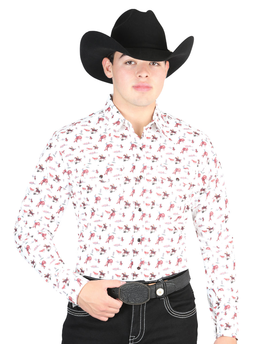 El General Embroidery Western Shirt Beige/Black 43295