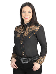 Senor De Los Cielos Embroidery Shirt Black/Gold 44341