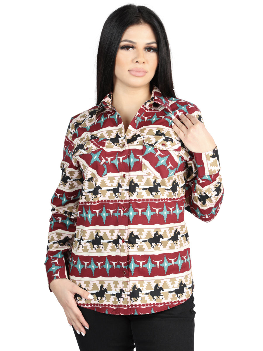 El General Embroidery Western Shirt White/Black 41004