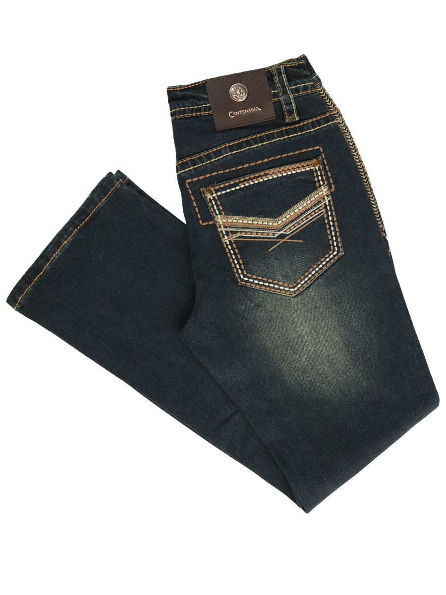 Centenario Men's Blue Denim with Embroidered Details 45314