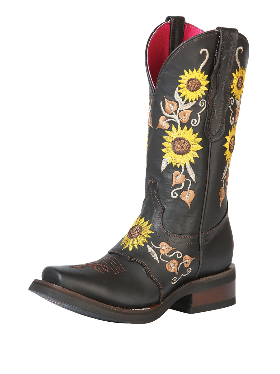 El General Womens Rodeo Boot- Dark Brown/Sunflowers 51149