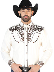 El Señor de los Cielos Embroidery Shirt Beige/Gold 126703