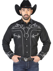 El Señor de los Cielos Embroidery Shirt Black/White 126714