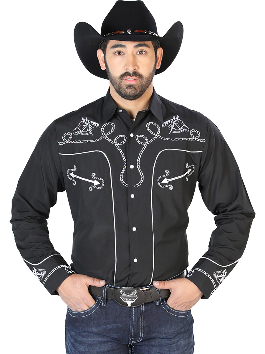 El Señor de los Cielos Embroidery Shirt Black/White 126714