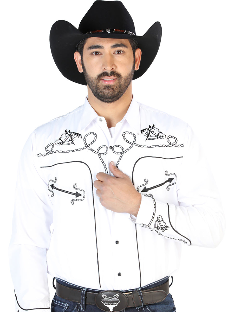 El Señor De Los Cielos Embroidery Shirt Black/Gold 44338