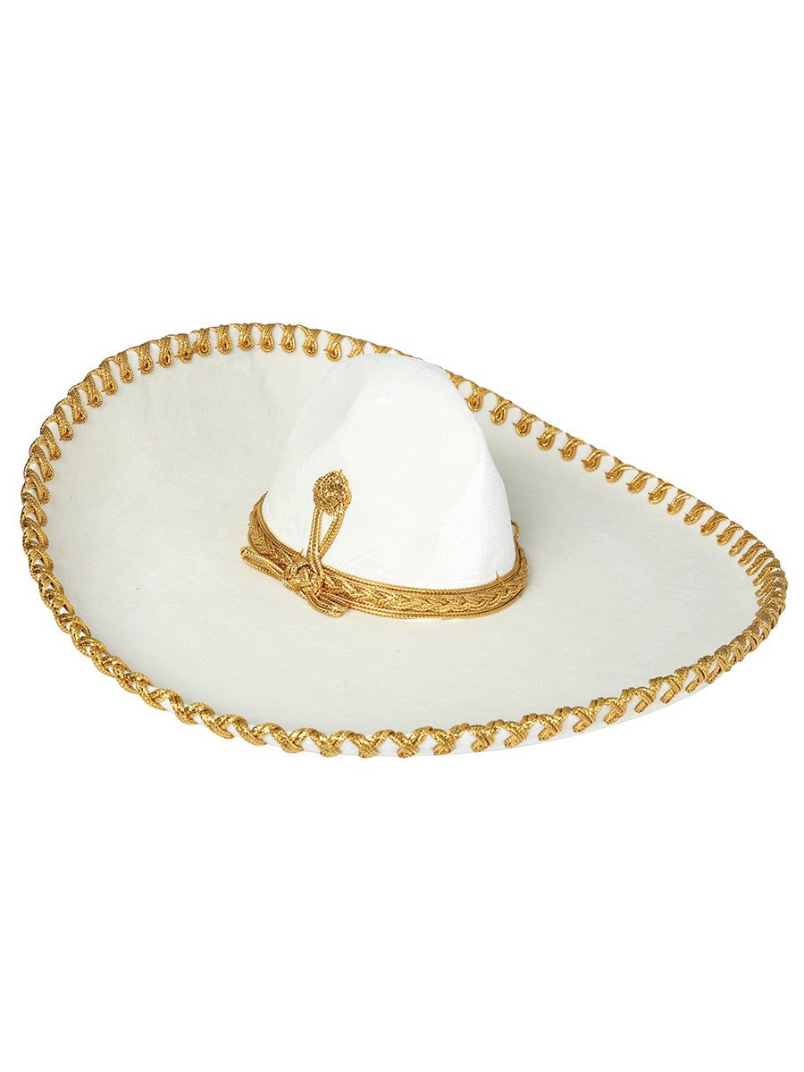 Adult 
Mexican Charro Hat Velvet Ivory/Gold 600700