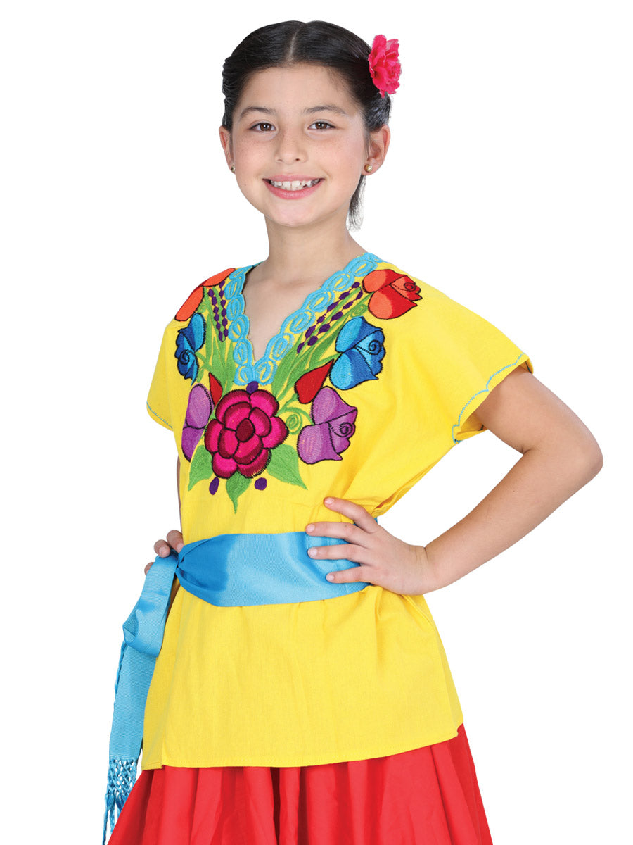 Artisanal Embroidered Blouse 50% Cotton, %50 Polyester Yellow 601278