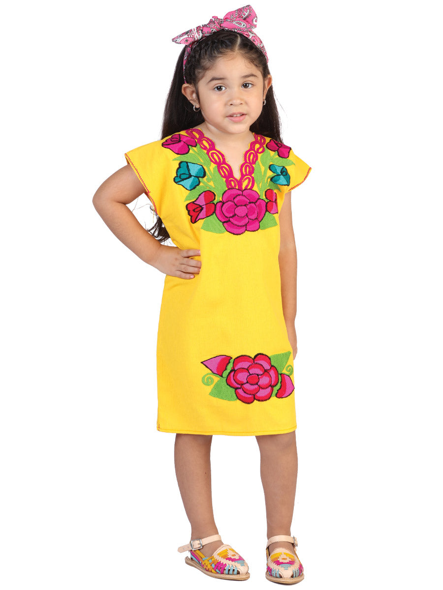 Mexican Girl's Dress 50% Cotton, 50% Polyester Yellow 601664 Mexican Girl's Dress 50% Cotton, 50% Polyester Yellow 601664