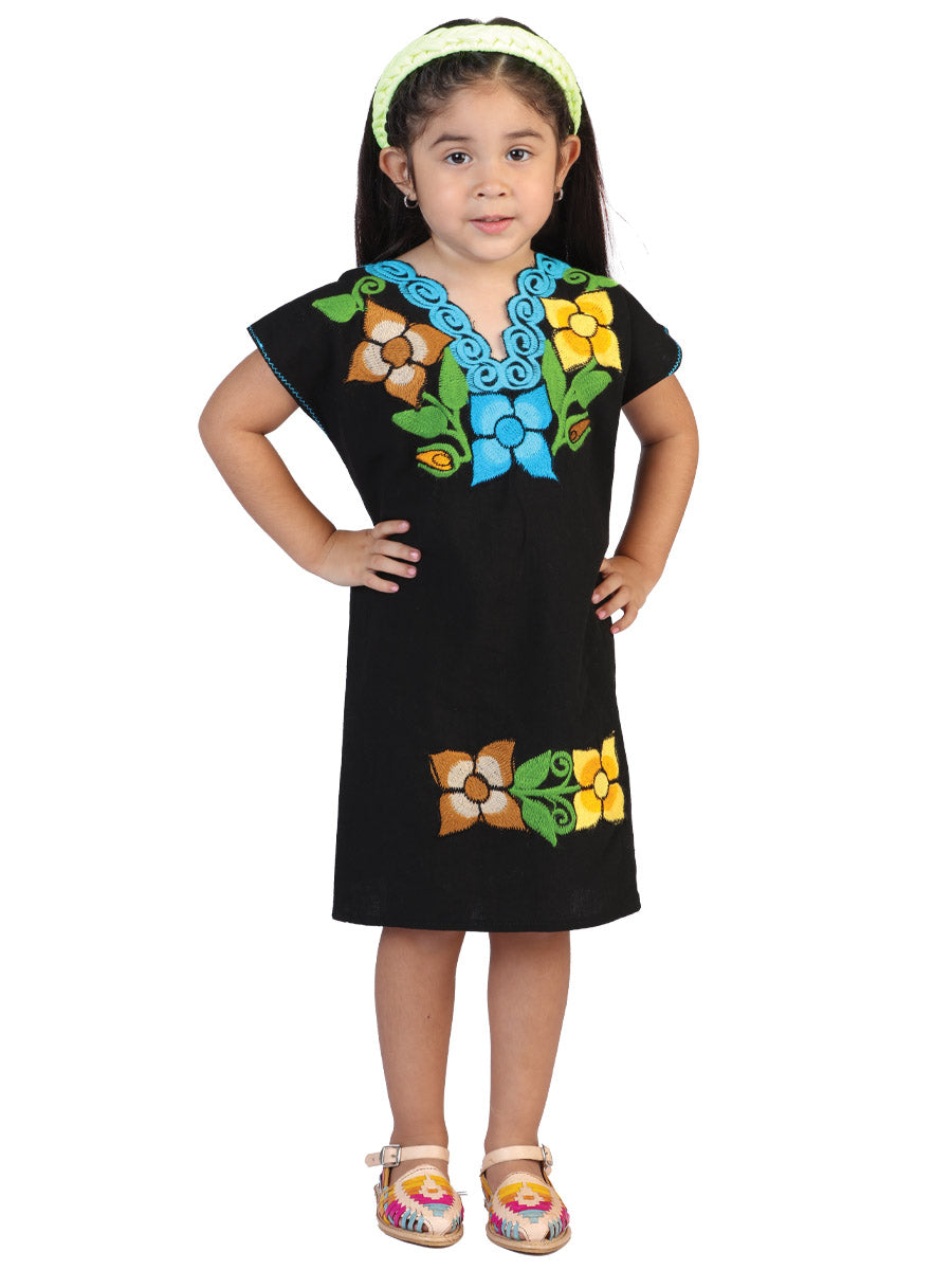 Mexican Girl's Dress 50% Cotton, 50% Polyester Black 601665, Size: 0/1