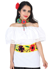 Mexican Artisanal Blouse  50% Cotton, %50 Polyester White 602093