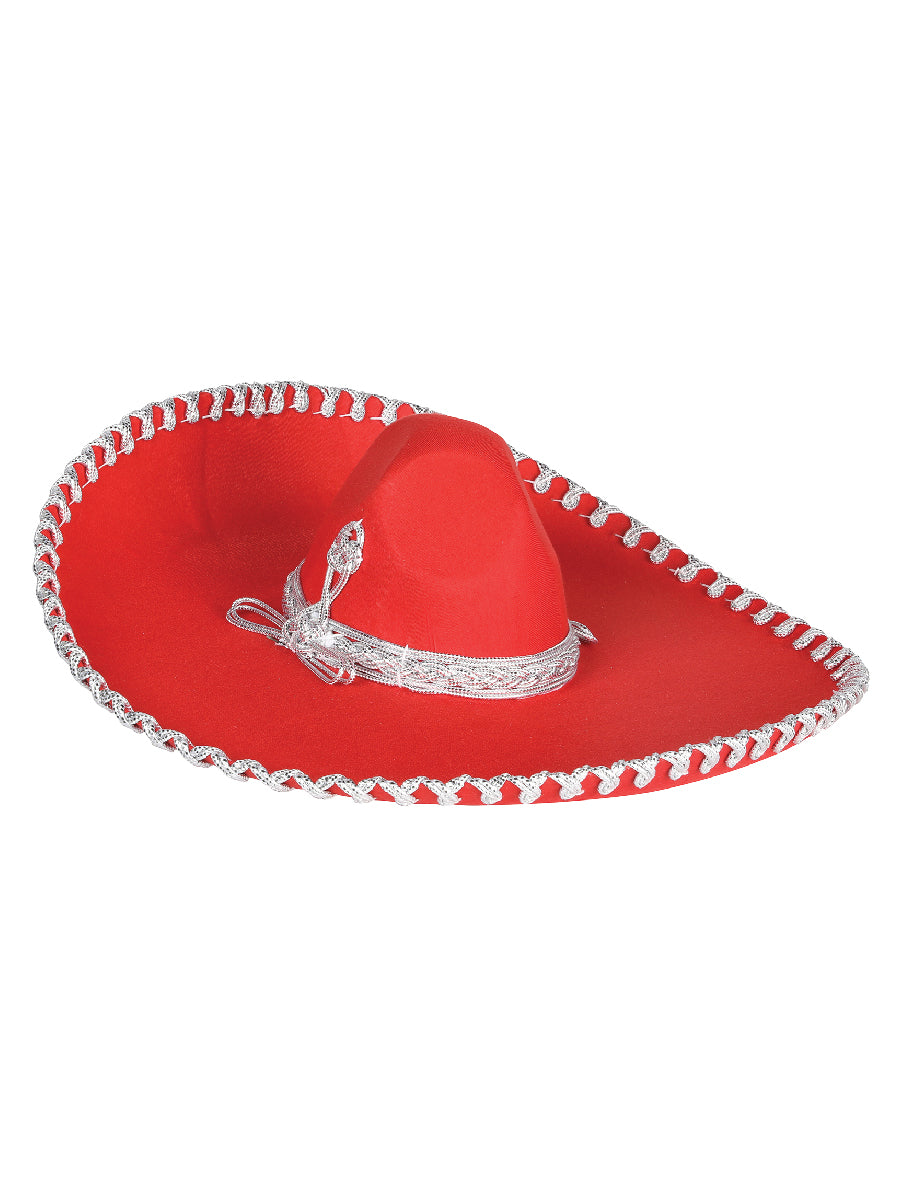 Adult 
Mexican Charro Hat Velvet Red/Silver 602319