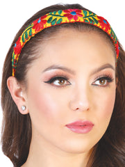 Artisanal Embroidered Headband 100% Cotton Yellow 602695
