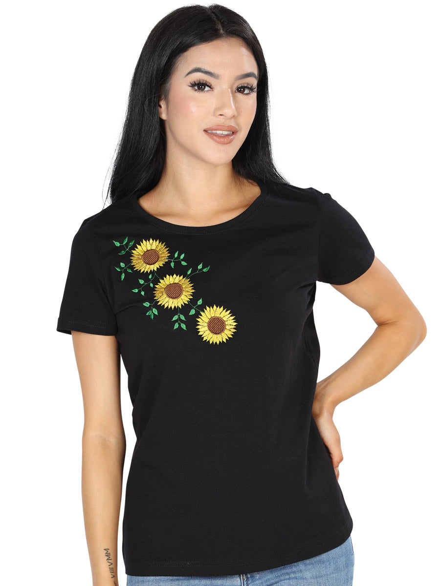 Artisanal Embroidered T Shirt  Black 602744