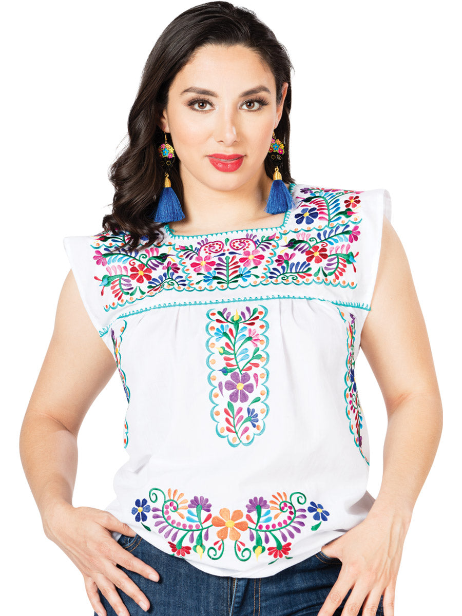 Artisanal Embroidered Blouse 100% Cotton White 601401 main image 0