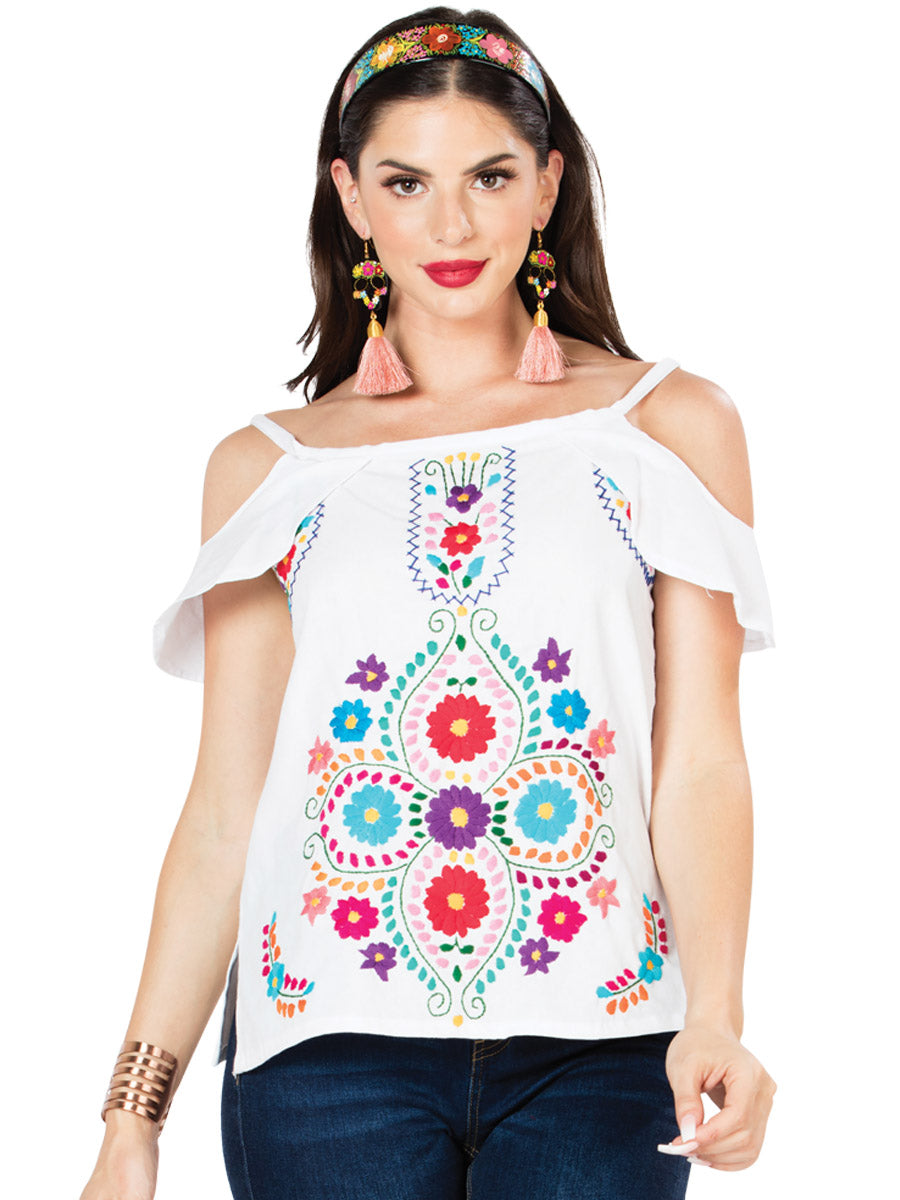 Artisanal Embroidered Blouse 100% Cotton Blue 601413