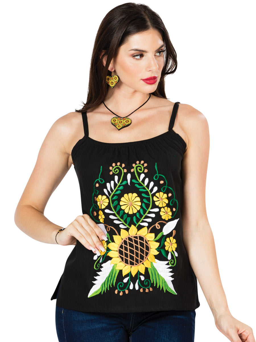 Artisanal Embroidered Dress 100% Cotton Black 603077 main image 1