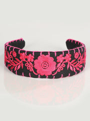 Artisanal Embroidered Headband 100% Cotton Fuchsia 603118