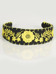 Artisanal Embroidered Headband 100% Cotton Yellow 603122