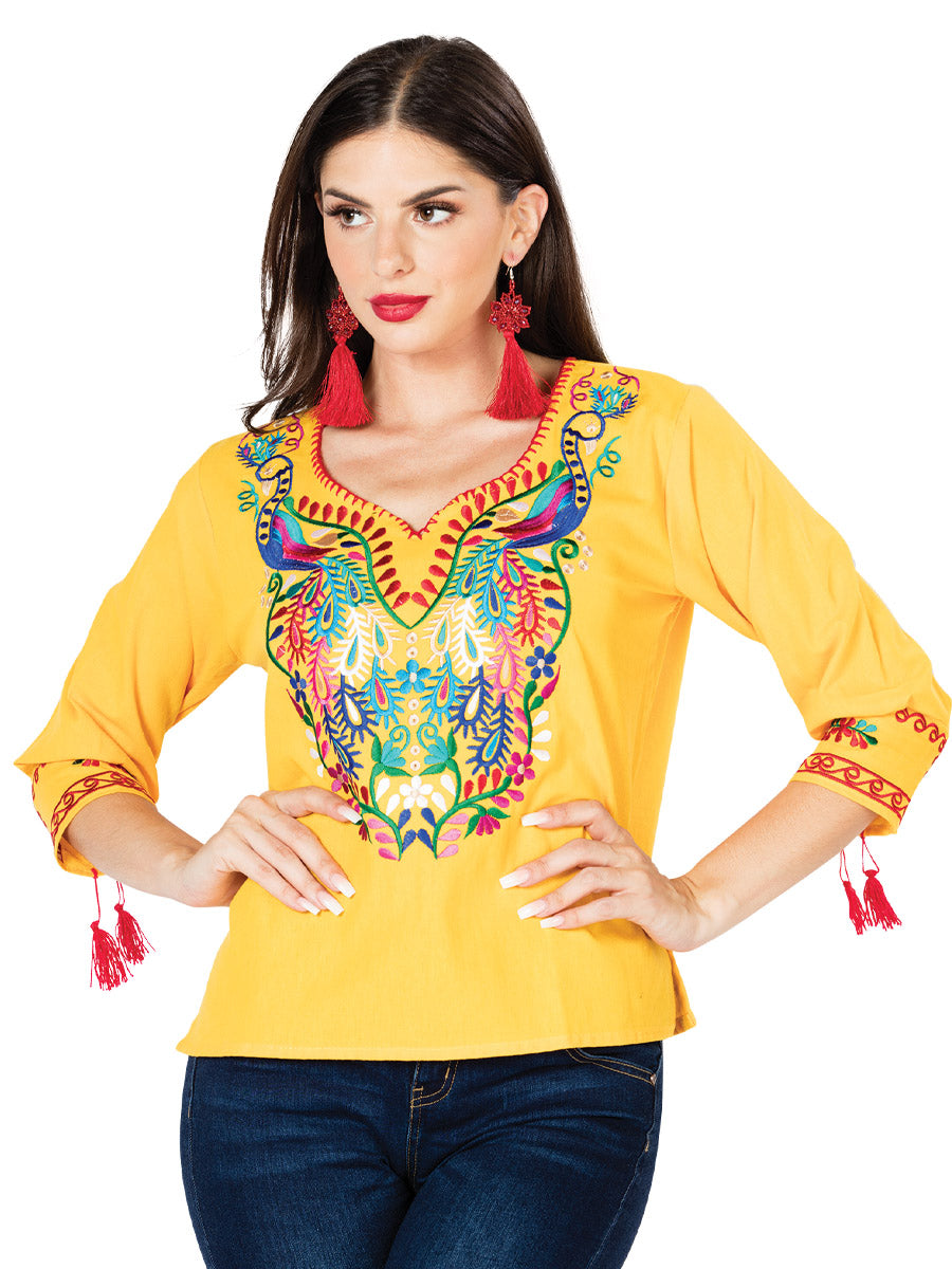 Artisanal Embroidered Dress 100% Cotton Red 603086 main image 1