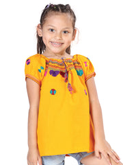 Artisanal Embroidered Blouse 100% Cotton Yellow 603593