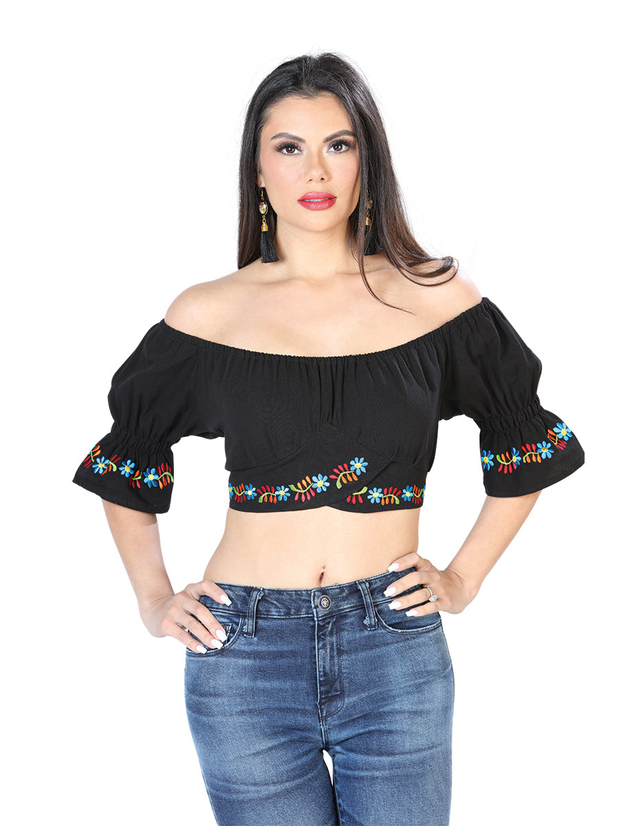 Artisanal Embroidered Dress 100% Cotton Black 603709 main image 1