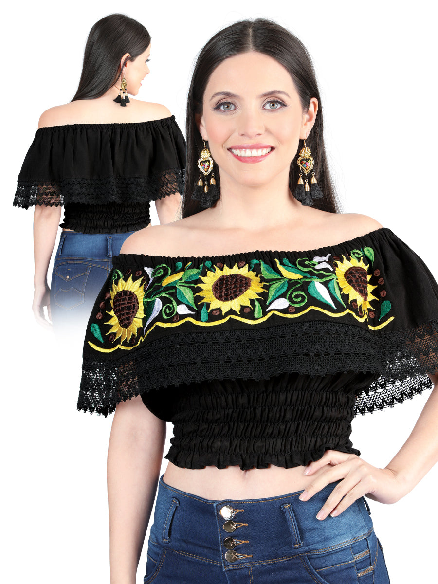 Artisanal Embroidered Blouse 100% Cotton Red 603045