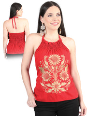 Artisanal Embroidered Blouse 100% Cotton Red 603991