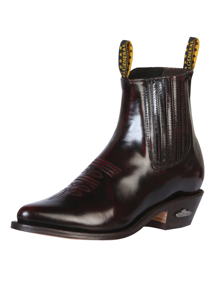 El General Men's Leather Cowboy Ankle Boot - Made in Mexico - Chameleon Wine 179