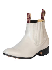 La Barca Men's Charro Leather Cowboy Ankle Boot - Made in Mexico Bone 208