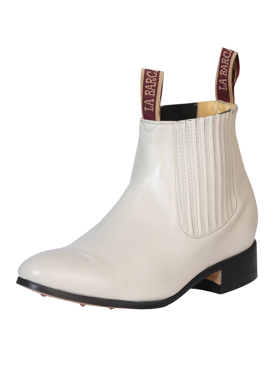 La Barca Men's Charro Leather Cowboy Ankle Boot - Made in Mexico Bone 208