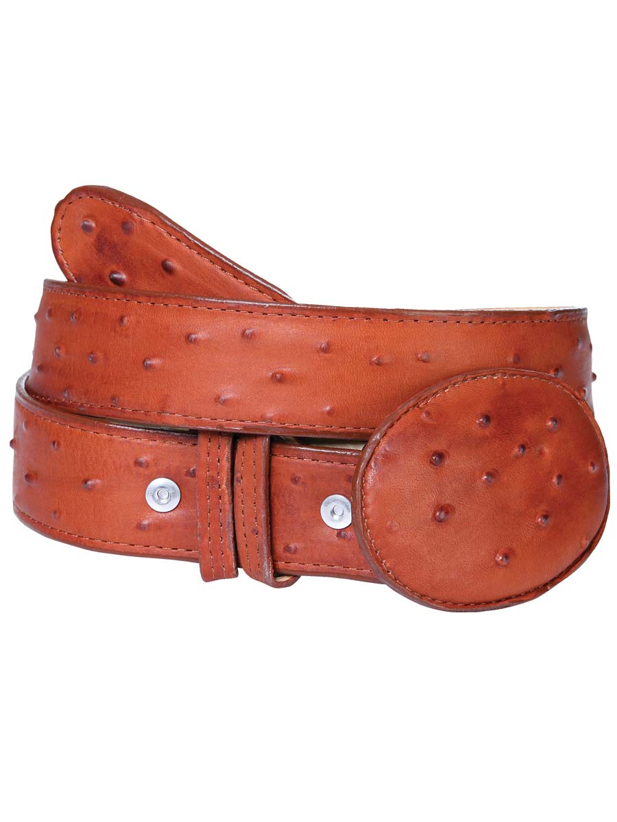 Men's Cowboy Belt - Imitation Ostrich - Cognac 703