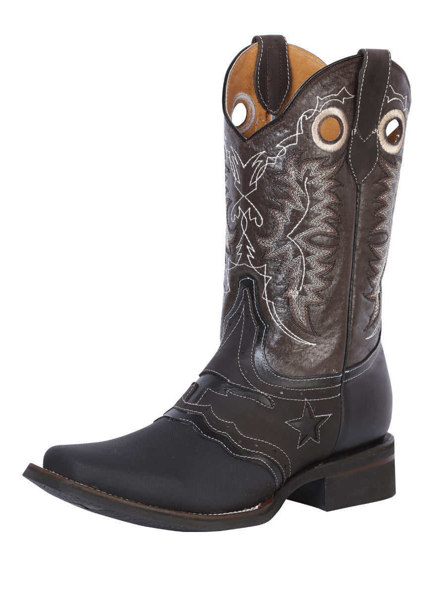 El General Men's Leather Western Cowboy Boot - Keblar Black 33308