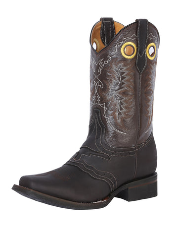 El General Men's Leather Western Cowboy Boot - Crazy Dark Brown 33311