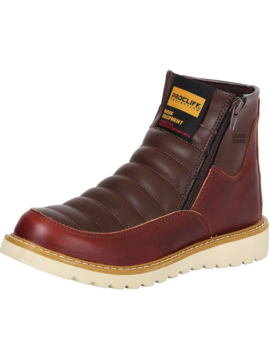 ProCliff Protection Women's Leather Work Boot w Zipper- Wine 35205