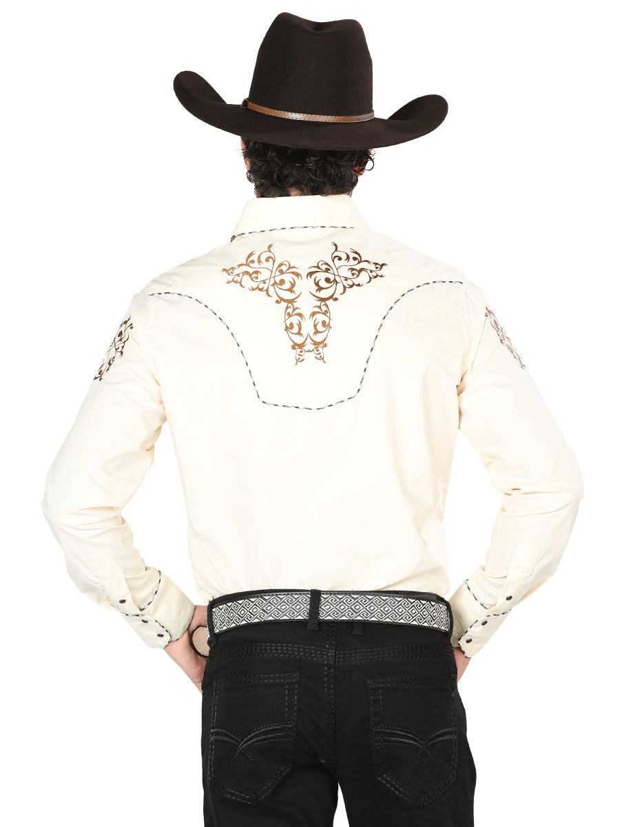 El General Embroidery Western Shirt Beige/Gold 40994
