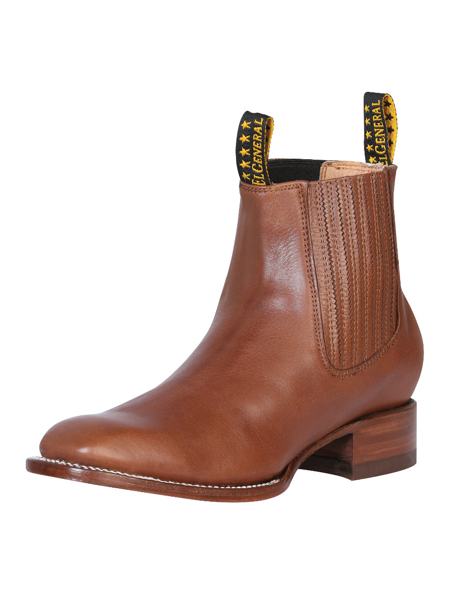 El General Men's Leather Cowboy Ankle Boot - Made in Mexico- Privo Nogal 41498