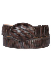 El General Men’s Western Belt Cigar Embossed Woven Leather 41898