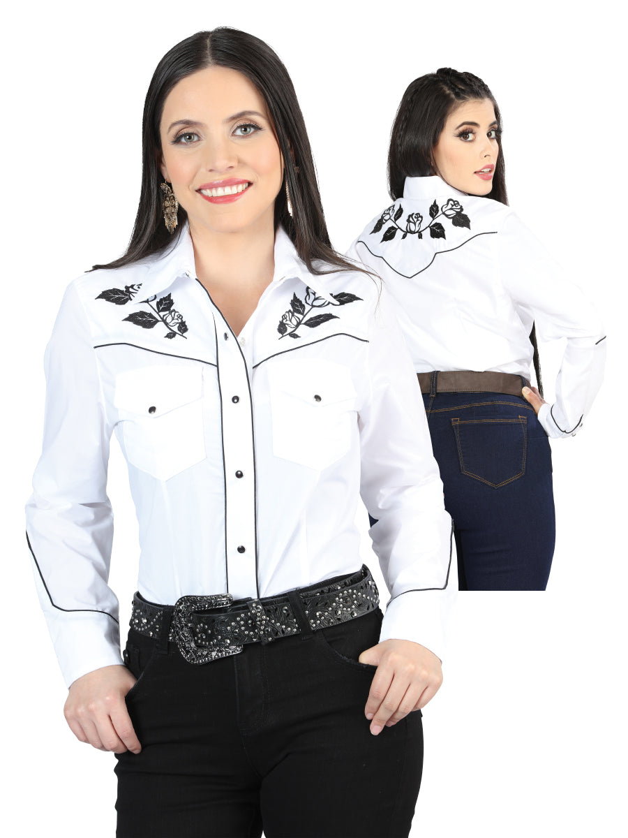 Women's Traditional Embroidered Western Shirt - White 42970