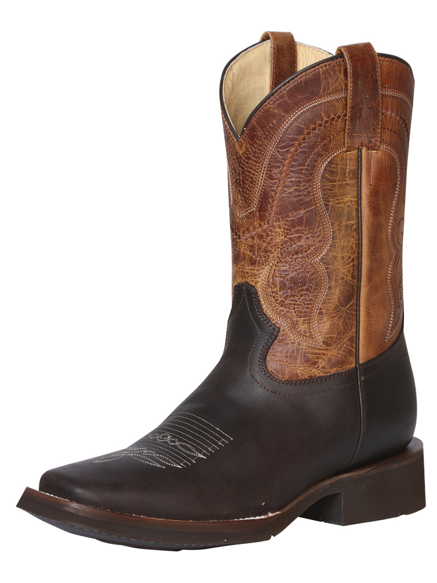 El General Men's Leather Cowboy Boot - Made in Mexico - Crazy Dark Brown 43004