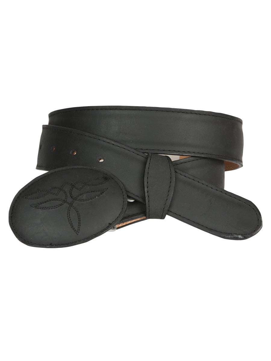 El General Men’s Western Belt - Crazy Cowhide Leather - Black 43190