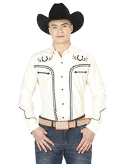 El General Embroidery Western Shirt Beige/Black 43295